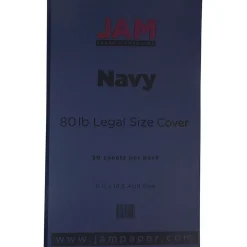 JAM Paper 80 lb. Cardstock Paper, 8.5" x 14", Navy Blue, 50 Sheets/Pack (64429515)