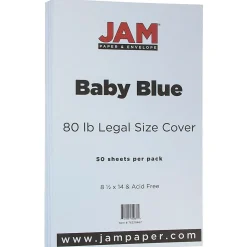 JAM Paper 80 lb. Cardstock Paper, 8.5" x 14", Baby Blue, 50 Sheets/Pack (76329467)