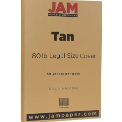 JAM Paper 80 lb. Cardstock Paper, 8.5" x 14", Light Brown Tan, 50 Sheets/Pack (16729546)