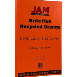 JAM Paper 65 lb. Cardstock Paper, 8.5" x 14", Orange Brite Hue, 50 Sheets/Pack (16730931)