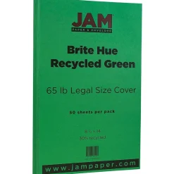 JAM Paper 65 lb. Cardstock Paper, 8.5" x 14", Green, 50 Sheets/Pack (16730936)
