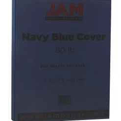 JAM Paper 80 lb. Cardstock Paper, 8.5" x 11", Navy Blue, 250 Sheets/Ream (LEBA242B)