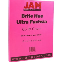 JAM Paper 65 lb. Cardstock Paper, 8.5" x 11", Ultra Fuchsia Pink, 250 Sheets/Ream (184851B)