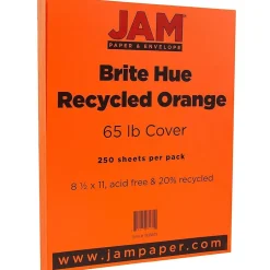 JAM Paper 65 lb. Cardstock Paper, 8.5" x 11", Orange, 250 Sheets/Ream (1033879B)