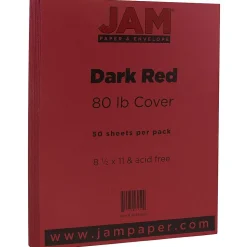 JAM Paper 80 lb. Cardstock Paper, 8.5" x 11", Dark Red, 50 Sheets/Pack (46395837)