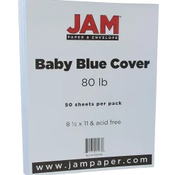 JAM Paper 80 lb. Cardstock Paper, 8.5" x 11", Baby Blue, 50 Sheets/Pack (5155792)