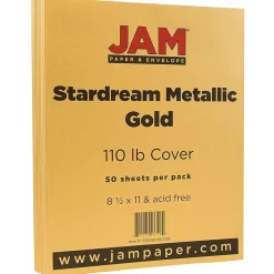 JAM Paper 110 lb. Cardstock Paper, 8.5" x 11", Gold Stardream, 50 Sheets/Pack (173SD8511GO285)