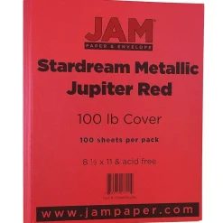 JAM Paper 110 lb. Cardstock Paper, 8.5" x 11", Jupiter Red Stardream, 50 Sheets/Pack (173SD8511JU285)