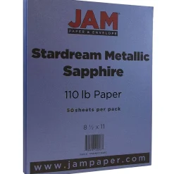 JAM Paper 110 lb. Cardstock Paper, 8.5" x 11", Sapphire Blue Stardream, 50 Sheets/Pack (173SD8511SI285)