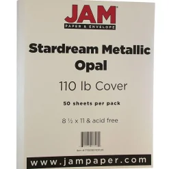 JAM Paper 110 lb. Cardstock Paper, 8.5" x 11", Opal Ivory Stardream, 50 Sheets/Pack (173SD8511OP285)