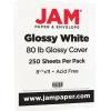 JAM Paper 80 lb. Cardstock Paper, 8.5" x 11", White Glossy, 250 Sheets/Pack (1034702)