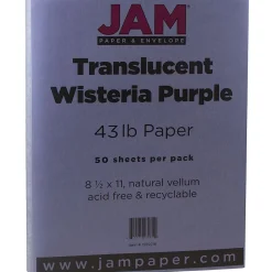 JAM Paper 43 lb. Cardstock Paper, 8.5" x 11", Wisteria Purple, 50 Sheets/Pack (1592216)