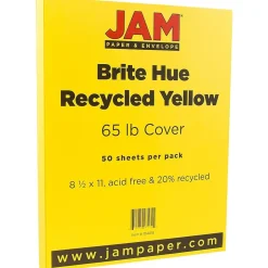 JAM Paper 65 lb. Cardstock Paper, 8.5" x 11", Yellow, 50 Sheets/Pack (104018)
