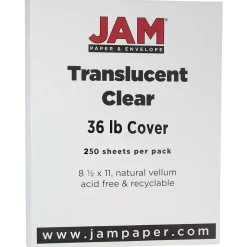 JAM Paper 36 lb. Cover Paper, 8.5" x 11", Clear, 250 Sheets/Ream (1566B)