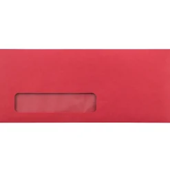 JAM Paper #10 Window Envelope, 4 1/8" x 9 1/2", Red, 50/Pack (1531052I)