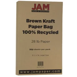 JAM Paper 8.5" x 14" Multipupose Paper, 28 lbs., Brown Kraft Paper Bag, 50 Sheets/Pack (463117506B)