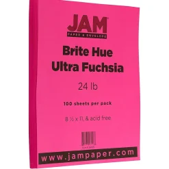 JAM Paper 8.5" x 11" Multipurpose, 24 lbs., Ultra Fuchsia Pink, 100 Sheets/Pack (184931)