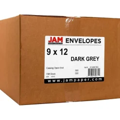 JAM Paper 9 x 12 Open End Catalog Envelopes, Dark Grey, 50/Pack (21285783i)