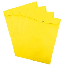 JAM Paper 10 x 13 Open End Catalog Colored Envelopes with Clasp Closure, Yellow Recycled, 50/Pack (900906710i)