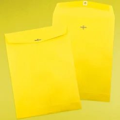 JAM Paper 10 x 13 Open End Catalog Colored Envelopes with Clasp Closure, Yellow Recycled, 50/Pack (900906710i)