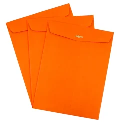 JAM Paper 10 x 13 Open End Catalog Colored Envelopes with Clasp Closure, Orange Recycled, 50/Pack (913745i)