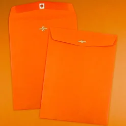JAM Paper 10 x 13 Open End Catalog Colored Envelopes with Clasp Closure, Orange Recycled, 50/Pack (913745i)