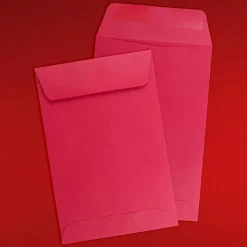 JAM Paper 6 x 9 Open End Catalog Colored Envelopes, Red Recycled, 100/Pack (V0128139)