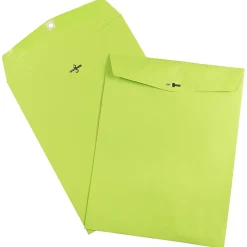 JAM Paper 10 x 13 Open End Catalog Colored Envelopes with Clasp Closure, Ultra Lime Green, 100/Pack (V0128186)