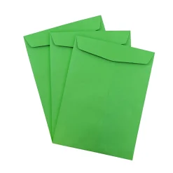 JAM Paper 10 x 13 Open End Catalog Colored Envelopes, Green Recycled, 100/Pack (V0128190)