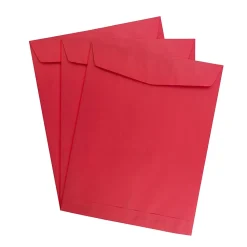 JAM Paper 10 x 13 Open End Catalog Colored Envelopes, Red Recycled, 100/Pack (V0128192)