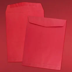 JAM Paper 10 x 13 Open End Catalog Colored Envelopes, Red Recycled, 100/Pack (V0128192)