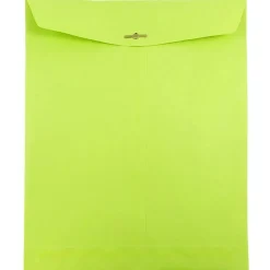 JAM Paper 10" x 13" Open End Catalog Colored Envelopes with Clasp Closure, Ultra Lime Green, 10/Pack (V0128186B)