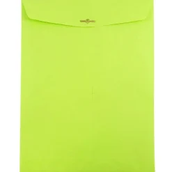 JAM Paper 9" x 12" Open End Catalog Colored Envelopes with Clasp Closure, Ultra Lime Green, 10/Pack (900835395B)