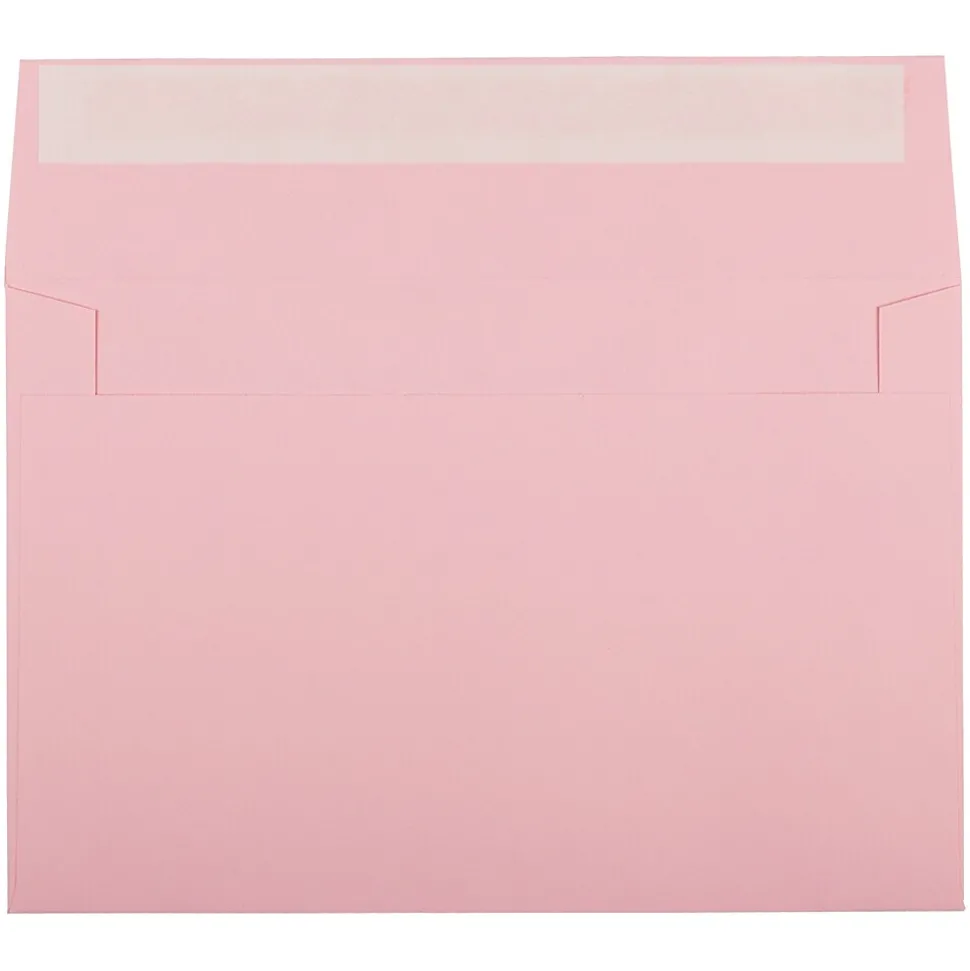 JAM PAPER A9 Colored Invitation Envelopes with Peel & Seal Closure, 5 3/4" x 8 3/4", Light Pink, 100/Pack