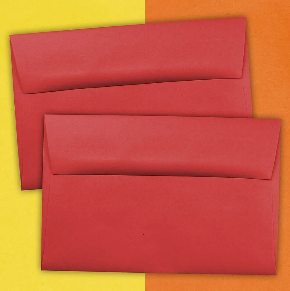 JAM Paper A9 Colored Invitation Envelopes, 5.75 x 8.75, Red Recycled, 50/Pack (14257I)