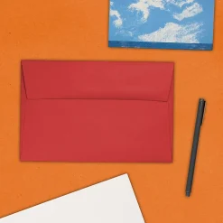JAM Paper A9 Colored Invitation Envelopes, 5.75 x 8.75, Red Recycled, 50/Pack (14257I)