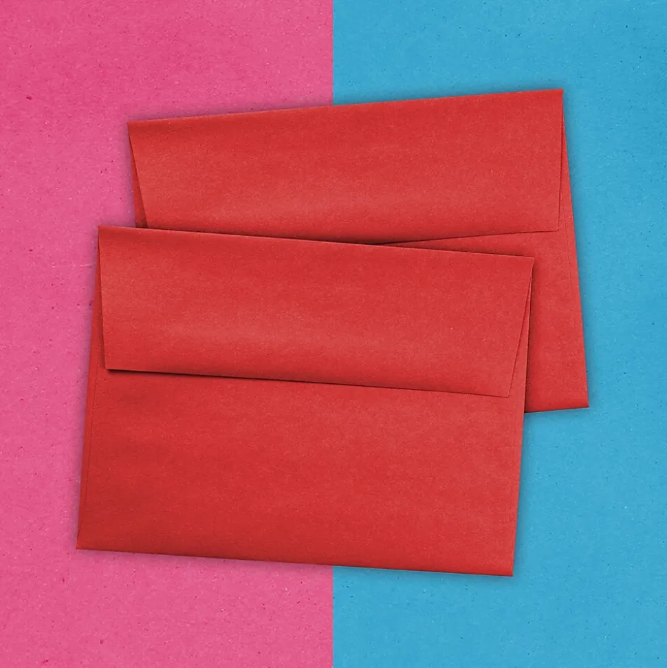 JAM Paper A6 Colored Invitation Envelopes, 4.75 x 6.5, Red Recycled, 50/Pack (67503I)