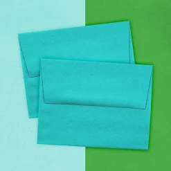 JAM Paper A2 Colored Invitation Envelopes, 4.375 x 5.75, Sea Blue Recycled, 50/Pack (70207I)