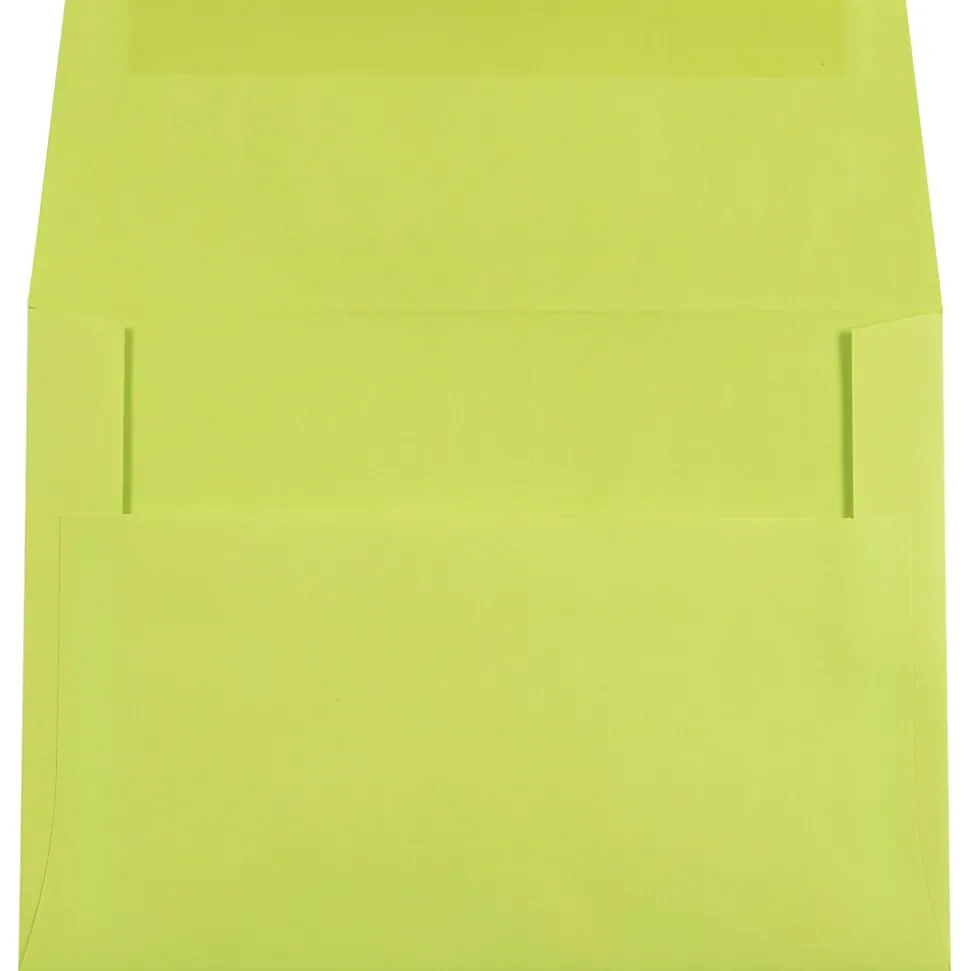 JAM Paper A7 Colored Invitation Envelopes, 5.25 x 7.25, Ultra Lime Green, 50/Pack (96151I)