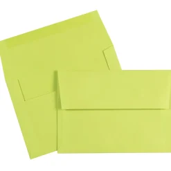 JAM Paper A7 Colored Invitation Envelopes, 5.25 x 7.25, Ultra Lime Green, 50/Pack (96151I)