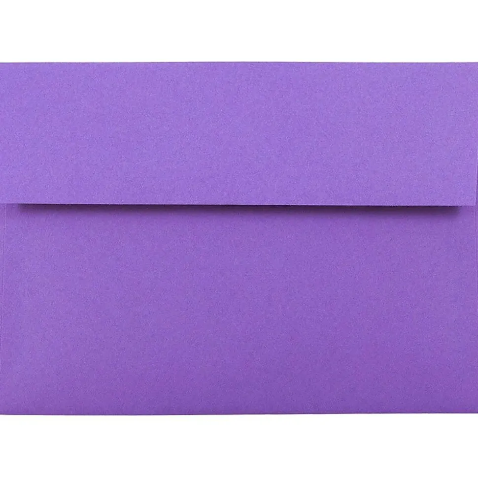 JAM Paper A7 Colored Invitation Envelopes, 5 1/4" x 7 1/4", Violet Purple Recycled, 50/Pack (80278I)