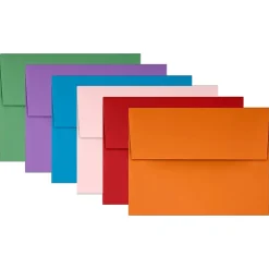 JAM Paper A2 Colored Invitation Envelopes, 4 3/8" x 5 3/4", Assorted Colors, 150/Pack (956A2brogvy)