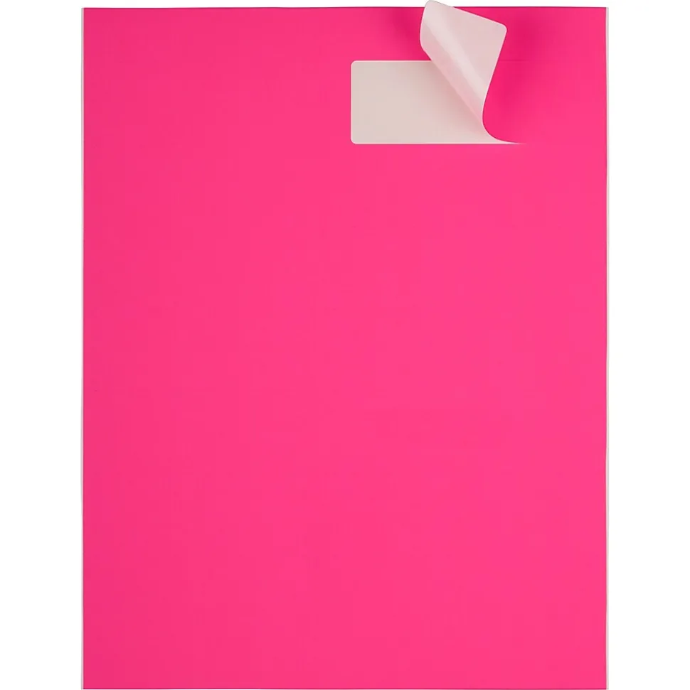 JAM Paper Address Labels, 1 1/3" x 4", Neon Pink, 14 Labels/Sheet, 9 Sheets/Pack (359329612)