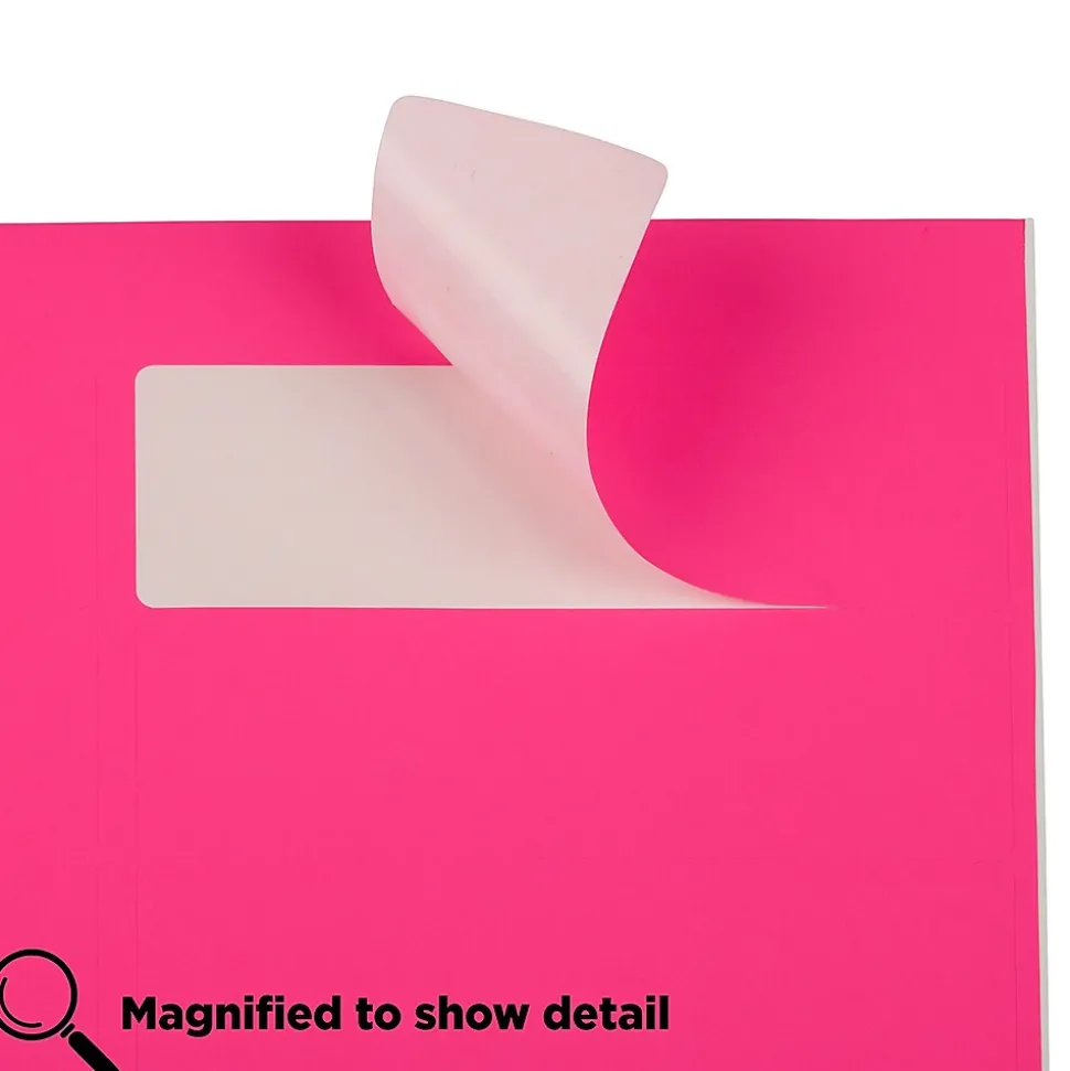 JAM Paper Address Labels, 1 1/3" x 4", Neon Pink, 14 Labels/Sheet, 9 Sheets/Pack (359329612)