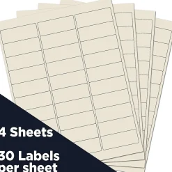 JAM Paper Address Labels, 1 x 2 5/8, Ivory, 30 Labels/Sheet, 4 Sheets/Pack (17966071)