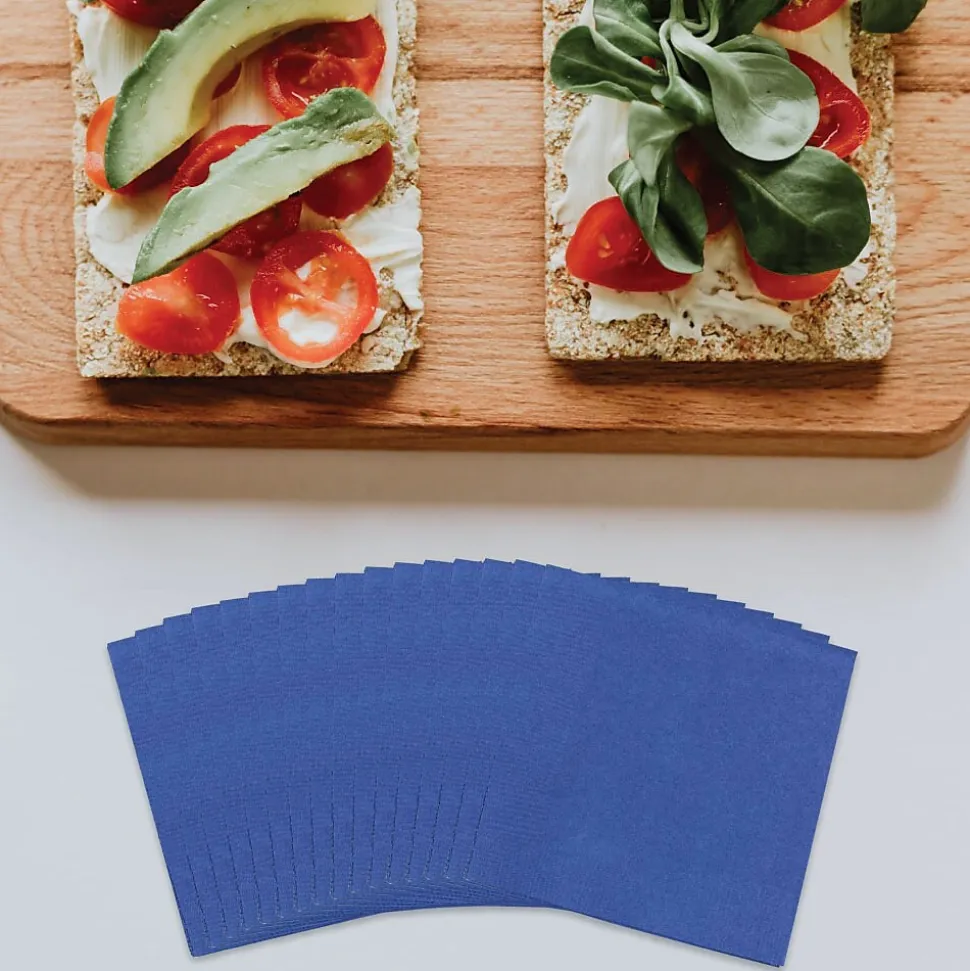 JAM Paper Beverage Napkin, 2-ply, Blue, 50 Napkins/Pack (5255620717)
