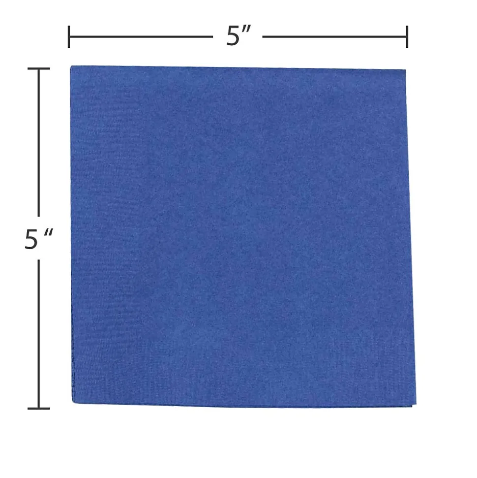 JAM Paper Beverage Napkin, 2-ply, Blue, 600 Napkins/Pack (5255620717B)