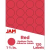 JAM Paper Circle Round Label Sticker Seals, 1" Diameter, Red, 24 Labels/Sheet, 5 Sheets/Pack (3147612194)