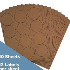 JAM Paper Circle Round Label Sticker Seals, 2.5 Inch Diameter, Brown Kraft, 120/Pack (2147618897)