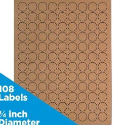 JAM Paper Circle Round Label Sticker Seals, 0.75 Inch Diameter, Brown Kraft, 108/Pack (3147612188)